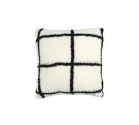 Coussin Sherpa Blanc et Noir à Carreaux 40x40cm - CARO -