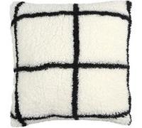 AltoBuy Coussin Sherpa Blanc et Noir à Carreaux 40x40cm - Caro