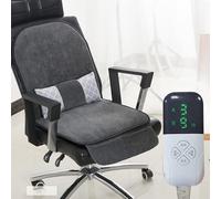 Coussin Siege Chauffant, Tapis Chauffant avec Coussin Lombaire (Remplissage de Couverture) et Poche, Heating Pad pour Chaise avec Température Réglable et Minuterie(Gray)