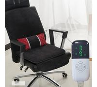 Coussin Siege Chauffant, Tapis Chauffant avec Coussin Lombaire (Remplissage de Couverture) et Poche, Heating Pad pour Chaise avec Température Réglable et Minuterie(Black)