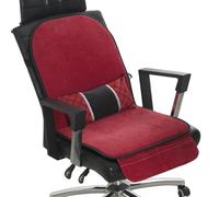 Coussin Siege Chauffant, Tapis Chauffant avec Coussin Lombaire (Remplissage de Couverture) et Poche, Heating Pad pour Chaise avec Température Réglable et Minuterie(Red)