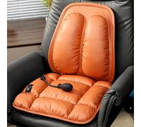 Coussin Siege Chauffant USB, Tapis Chauffant pour Chaise de Bureau, Heating Pad avec Support Lombaire Airbag et 3 Niveaux de Température(Orange)