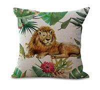 coussin style Tropical animaux sauvages Série Arbre Ours Zebra Parrot Rouge Flamingo Lion Taie d'oreiller Home Bar Club de voiture Lit canapé Décor coussin （45 x 45 cm) My-a1083-01