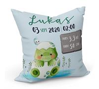 Coussin Taie 40 x 40 cm Naissance Personnalisable Illustration Animaux Faire-Part Idée Cadeau Bébé Parent Nouveau Né