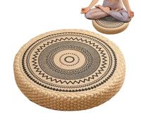 Coussin tatami en paille - Coussin tatami, tapis de sol rond naturel | Coussin bohème pour salon de thé et décoration de salon, coussin tissé pour coin de lecture ou chambre à coucher, matériau en