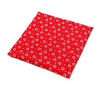 Coussin thermique aux graines de lin 24x24cm rouge avec des coeurs - Petit coussin aux graines utilisable en bouillotte sèche ou compresse froide