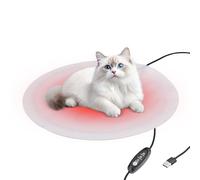 Coussin Thermique USB Animaux 20cm Petit Rond Tapis Électrique 3 Niveaux Température Réglable Réchauffeur 40-50°C Lavable Pliable Coton Couverture Extérieur Maison Chat Chiot Lapin Voiture Voyage Camp