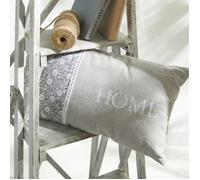 Coussin - TODAY - CHARME - Imprimé x Chambray x Broderie Capucine - 30 x 50 cm