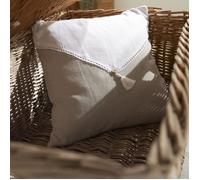 Coussin Gris Slub Chambray Pompom Berenice - Charme Gris 40 x 40 cm