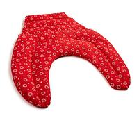 Coussin tour de cou compartimenté avec partie dorsale - rouge avec des coeurs - Coussin aux pépins de raisins - Coussin de nuque - Coussin chaud pour le dos