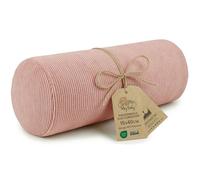 Totsy Baby Coussin traversin Genoux et Cervical pour Dormir 40x15 cm - Oreiller Boudin de Yoga cervicales et Corps Coussins en Mousse et Housse en Oeko-Tex Rose Velours côtelé