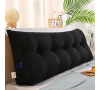 Coussin triangulaire pour lecture et soutien lombaire pour tête de lit et canapé - Noir - 150 x 50 x 20 cm - Confort ultime et aide à la posture