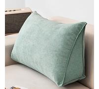 Coussin triangulaire pour lecture - Housse amovible - Coussin de soutien lombaire pour canapé et maison - 100 x 35 x 20 cm - Vert - Dossier confortable pour la relaxation et la lecture.