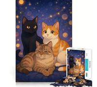 Coussin Trois Chats Puzzle 1000 Pièces pour Adolescents Jeu de Réflexion Intelligente Découpe Lisse Liste de Vœux du Père Noël 38x52cm