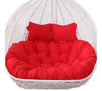 Coussin œuf Chaise longue à balançoire à Double suspension, coussin doux et profond, coussin de chaise pivotante d'extérieur 2 places avec attaches, entièrement remplissant, ne s'effondre pas(Red)