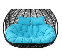 Coussin œuf Chaise longue à balançoire à Double suspension, coussin doux et profond, coussin de chaise pivotante d'extérieur 2 places avec attaches, entièrement remplissant, ne s'effondre pas(Blue)