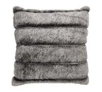Coussin Ultra Doux 40x40cm Texturé Imitation Fourrure Gris Foncé Déhoussable