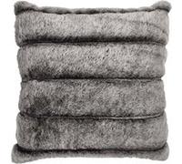 Coussin Ultra Doux 40x40cm Texturé Imitation Fourrure Gris Foncé Déhoussable