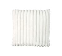 Coussin Ultra Doux Flanelle Côtelé 40x40cm Blanc Déhoussable -