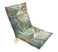Coussin universel à dossier bas « Palmiers » avec cordon de réglage - 100 x | Avec bande de réglage, sangles d'angle, avec sangle de maintien, coussin d'assise d'extérieur