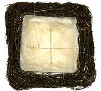 Coussin végétal décoratif Branches Nature 40x40 cm - Idéal pour les fleurs de deuil et les compositions funéraires, Design naturel en rotin