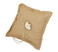Coussin vintage porte-alliances, toile de jute 18 cm pour mariage