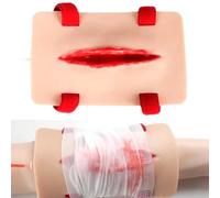Coussinet d'entraînement en silicone réaliste pour plaies - Simulateur portable réutilisable pour le contrôle des saignements, la suture et les premiers secours, 20 x 13 x 4,50 cm,Flesh