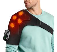Coussinet Massant pour Épaules Chauffant Sans Fil, Attelle Chauffante pour Épaules Portable Avec Contrôle Écran Tactile, 5 Niveaux Chaleur, 5 Modes Vibration, Minuterie, 5000mAh, 4 Moteurs-Noir