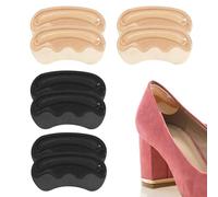 Coussinet Talon Chaussure, 4 Paires Antidérapants Auto Adhésif Semelles pour Chaussures Trop Grandes, Auto-Adhésif Protege Talon Chaussure pour Chaussures Lâches(Beige Noir)