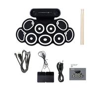 Coussinets de batterie Rolling Up adaptés aux débutants pour enfants - Batterie électrique pliable - Texture silicone pour enfants - Avec 2 bâtons - Électronique portable