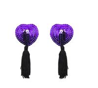 Coussinets De Mamelon À Paillettes Pour Femmes, Cache-tétons Auto-adhésifs, Réutilisables Avec Pétales Poitrine Pompon(Purple)