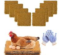 Coussinets de nichoir pour accessoires de poulailler, paquet de 8 coussinets de nichoir pour poulet,30*30cm,coussinets de nichoir pour litière de poulailler, 1 paire de gants