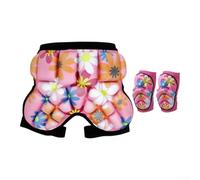 Coussinets de protection des hanches pour patinage sur glace avec EVA absorbant les chocs - Short souple pour débutants de 20 à 30 kg (rose + genouillères, taille S : 20-30 kg)