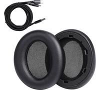 Coussinets de Rechange Coussinets d'oreille Oreillette de Remplacement Coussins en Mousse Earpads pour écouteurs Anker Soundcore Life Q30 Q30BT Q35 en Cuir Protéiné Noir avec Câble de Charge