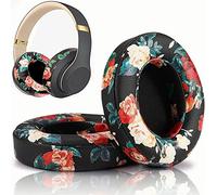 Coussinets de Rechange pour Casque Beats Studio 2 & 3 Filaire et Sans Fil - Mousse à Mémoire de Forme avec Pièces en Cuir Protéiné Souple, Noir Floral