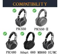 Coussinets de Refroidissement en Mousse pour Casques Sennheiser PXC480,PXC550,PXC 550-II,MB660 UC,MB 660 MC,EPOS Adapt 660 avec Mousse d'Isolation Phonique,Noir