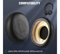 Coussinets de Remplacement compatibles avec écouteurs Jabra Evolve2 65 /Evolve2 40 /Elite 45h - Mousse à mémoire de Forme Premium et revêtement en protéine