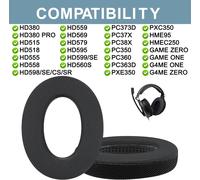 Coussinets de Remplacement pour Sennheiser HD599/HD598/SE/CS/SR/HD595/HD569/HD558/HD518/HD515/Game Zero/G4ME Zero/PC37X/PC38X/PC350/PXC350/PXE350/PC360/HD380/HD380-Pro/HME95(Noir)