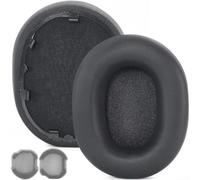 Coussinets d'écouteurs pour Sony WH-1000XM5 - Coussins de luxe en mousse à mémoire de forme avec housse en cuir protéiné pour une meilleure réduction du bruit, noir, 70 mm