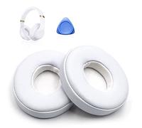Coussinets d'oreille,Coussinets de Remplacement,Oreillettes de Remplacement avec Cuir de Protéine et Mousse à Mémoire,Coussinets Compatible avec Casque Beats Solo 2 Solo 3 Wireless (Blanc)
