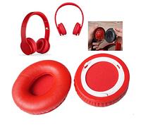 Coussinets d'oreille en cuir pour casque Beats SOLO 1.0 et Monster beats solo et Beats Solo HD (cache-oreilles/coussins) (1 paire) Rouge
