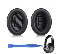 Coussinets d'oreille pour Casque Bose Quiet Comfort, Cuir Protéique, Noir | Circum-Aural Rechange Professionnels pour Bose QC2/QC15/QC25/QC35/QC35II/QC45/AE2/AE2i /AE2w/SoundTrure/SoundLink