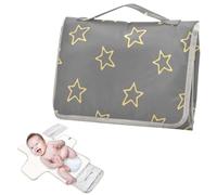 Coussinets d'oreille réutilisables pour bébé avec poche à mouchoirs, matelas à langer portable pour mamans, papas, forme d'étoiles abstraites, lignes jaunes