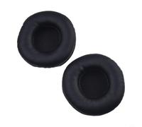 Coussinets ronds de 75 mm pour casque de centre d'appel, protection en cuir froissé, noir (75 mm)