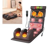 Coussins chauffants Tapis de massage chauffant, avec 20 têtes de massage Shiatsu pour le cou, tapis de massage complet du corps, 10 moteurs de vibration, matelas de massage pour le cou, le dos, l