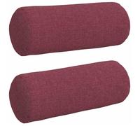 Coussins cylindriques décoratifs - vidaXL - Bordeaux - Ø 15 x 40 cm - Housses amovibles - Rembourrage polyester