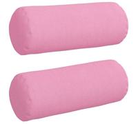 Coussins cylindriques décoratifs - vidaXL - Rose - Ø 15 x 40 cm - Housses amovibles - Rembourrage polyester - Lot de 2