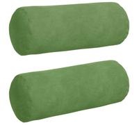 Coussins cylindriques décoratifs - vidaXL - Vert clair - Velours côtelé - 15x15x40 cm - Housses amovibles