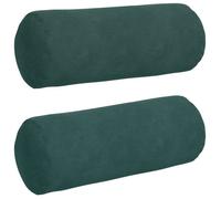 Coussins cylindriques décoratifs - vidaXL - Vert foncé - Velours côtelé - 15x40 cm - Housses amovibles