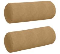 Coussins cylindriques en velours côtelé - vidaXL - Ø25 x 70 cm - Marron - Housses amovibles - Rembourrage polyester